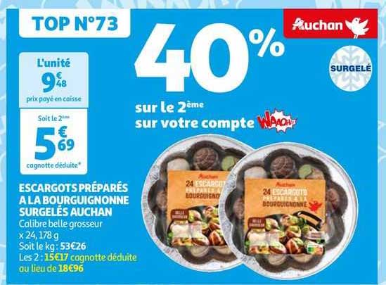 escargots préparés à la bourguignonne surgelés auchan