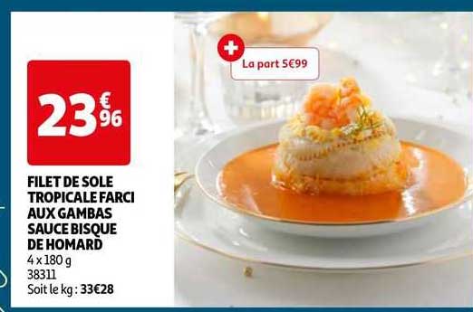 Filet De Sole Aux Gambas Sauce Bisque De Homard