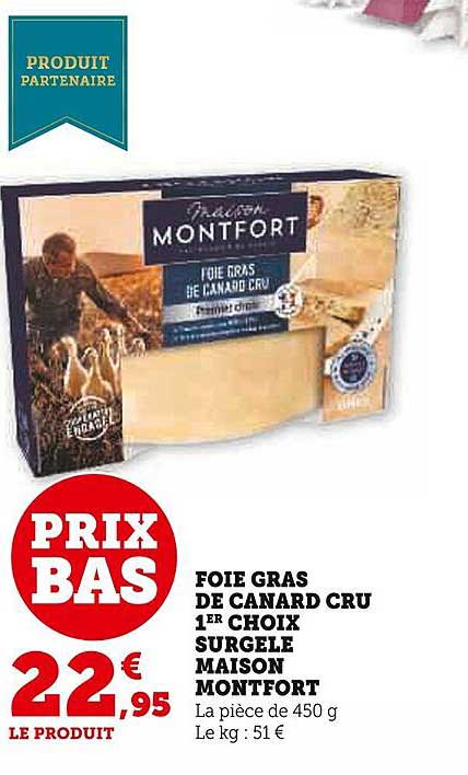 foie gras de canard cru 1er choix surgelé maison montfort
