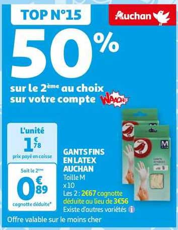 Gants Fins En Latex Auchan