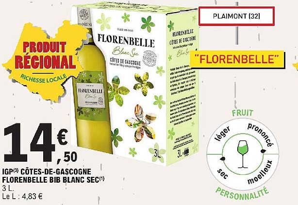igp côtes-de-gascogne florenbelle bib blanc sec