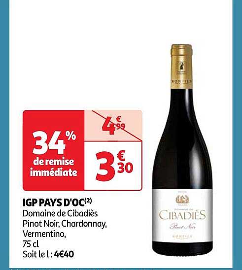 igp pays d'oc domaine de cibadiès pinot noir, chardonnay, vermentino