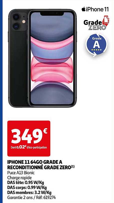 iphone 11 64go grade a reconditionné grade zero