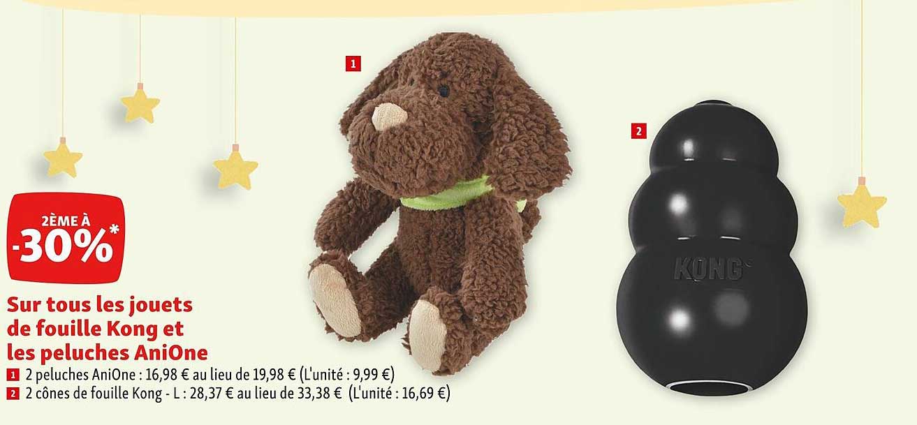 jouets de fouille kong et péluches anione