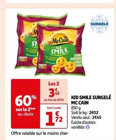 kid smile surgelé mcCain