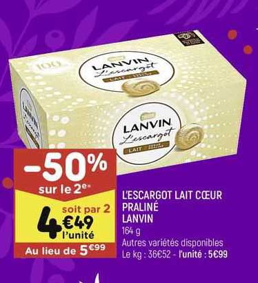 l'escargot lait cœur praliné lanvin