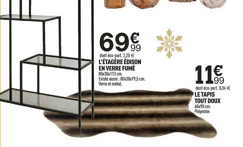 l'étagère édison en verre fumé le tapis tout doux