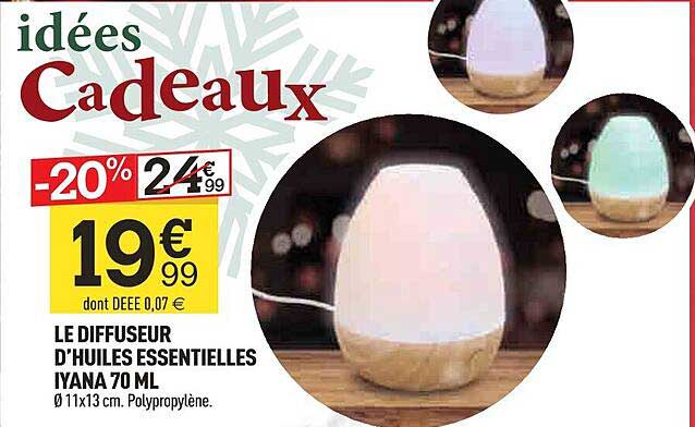 le diffuseur d'huiles essentielles iyana 70 ml