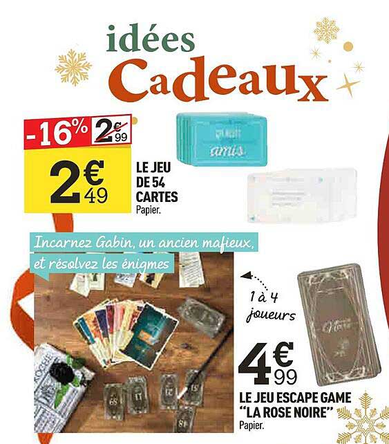 le jeu de 54 cartes  le jeu escape game "la rose noire"