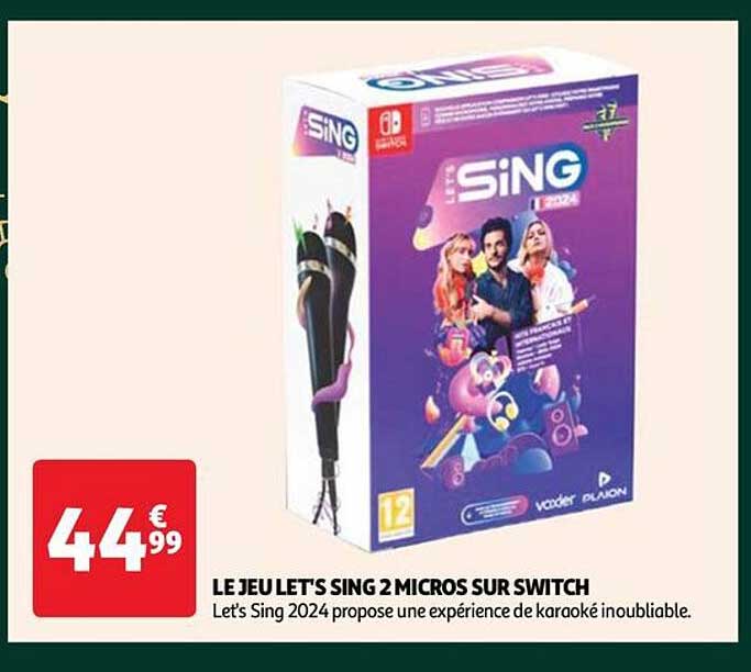 le jeu let's sing 2 micros sur switch