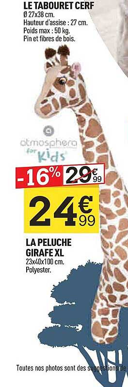 le tabouret cerf la peluche girafe xl