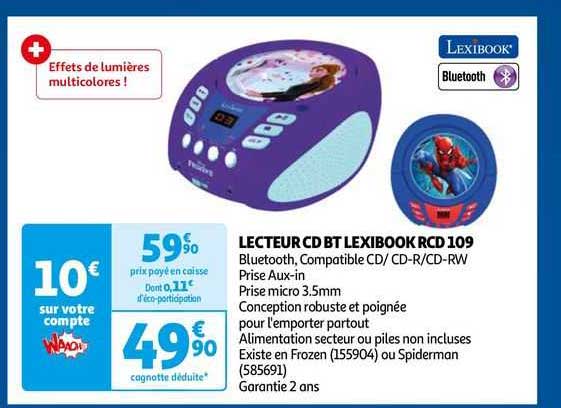 lecteur cd bt lexibook rcd 109
