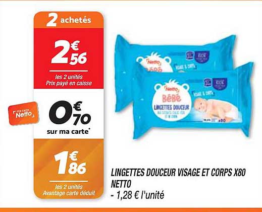 Lingettes Douceur Visage Et Corps X80 Netto