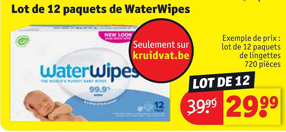 lot de 12 paquets de waterWipes