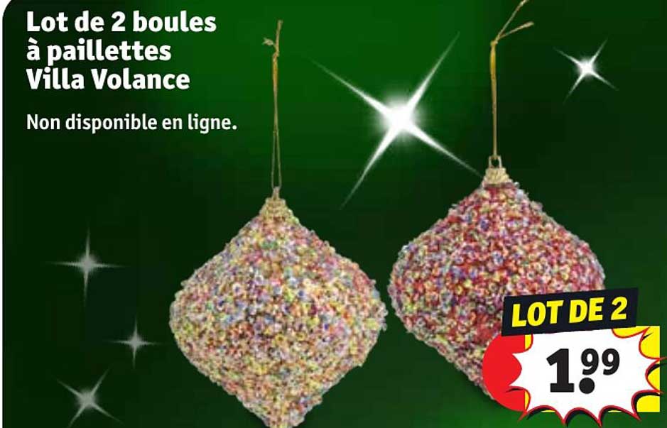 lot de 2 boules à paillettes villa volance