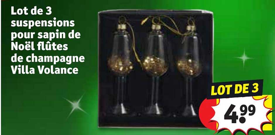 lot de 3 suspensions pour sapin de noël flûtes de champagne villa volance
