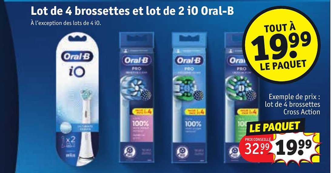 lot de 4 brossettes et lot de 2 io oral-b