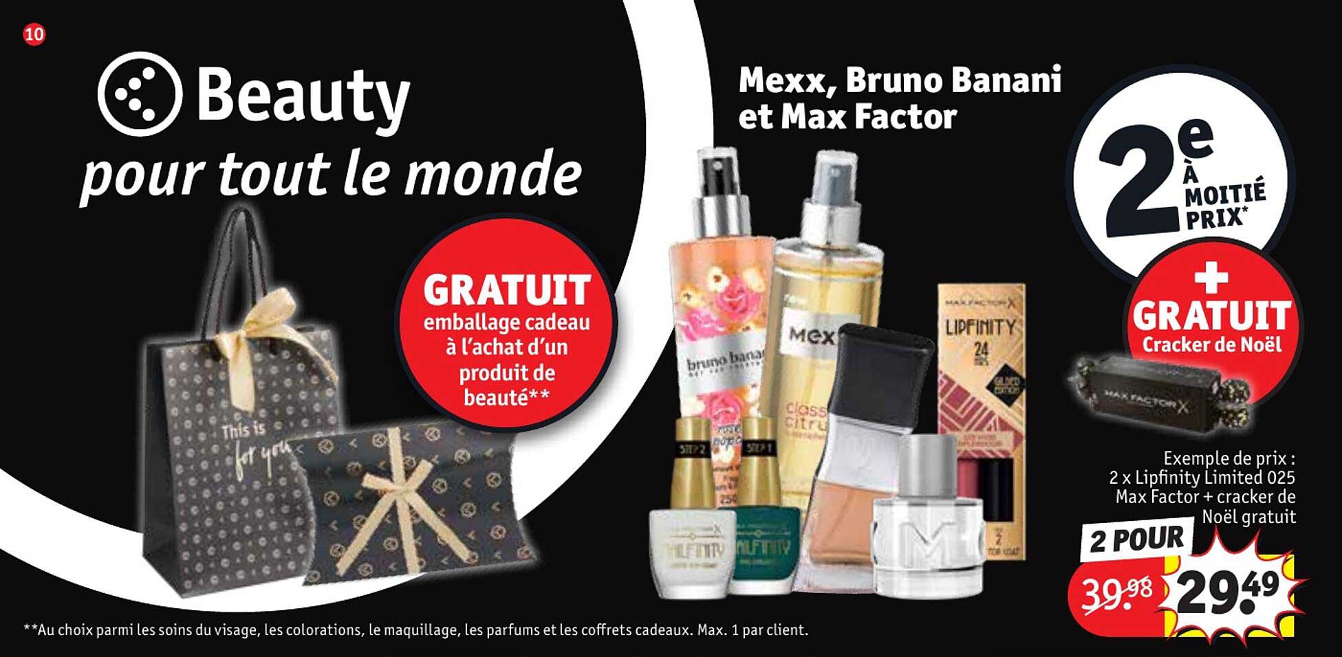 mexx, bruno banani et max factor
