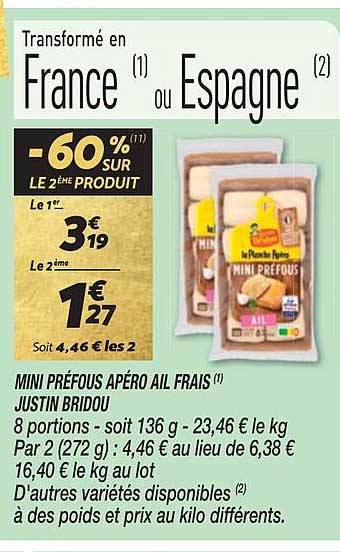 mini préfous apéro ail frais justin bridou