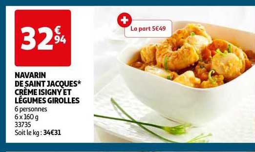 navarin de saint jacques crème isigny et légumes girolles