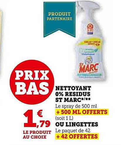 nettoyant 0% résidus st marc ou lingettes
