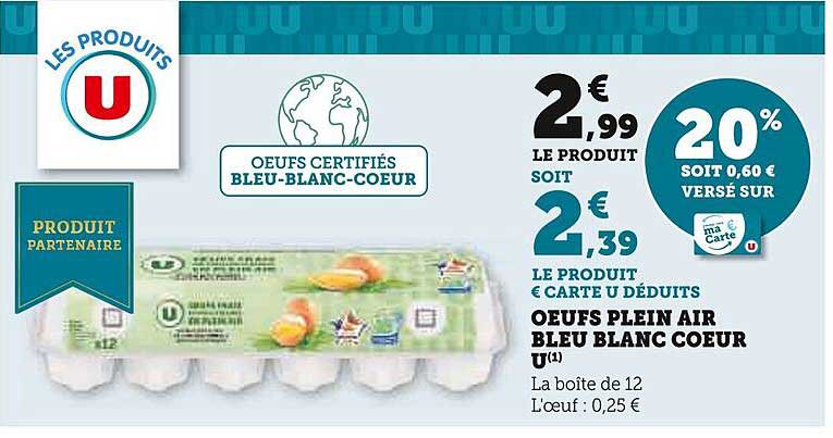 Oeufs Plein Air Bleu Blanc Cœur U