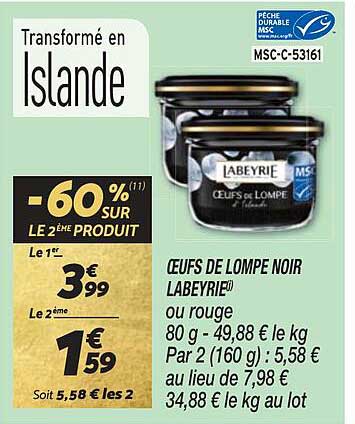 œufs de lompe noir labeyrie ou rouge