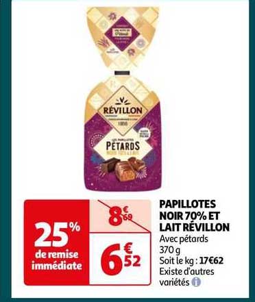 papillotes noir 70% et lait révillon