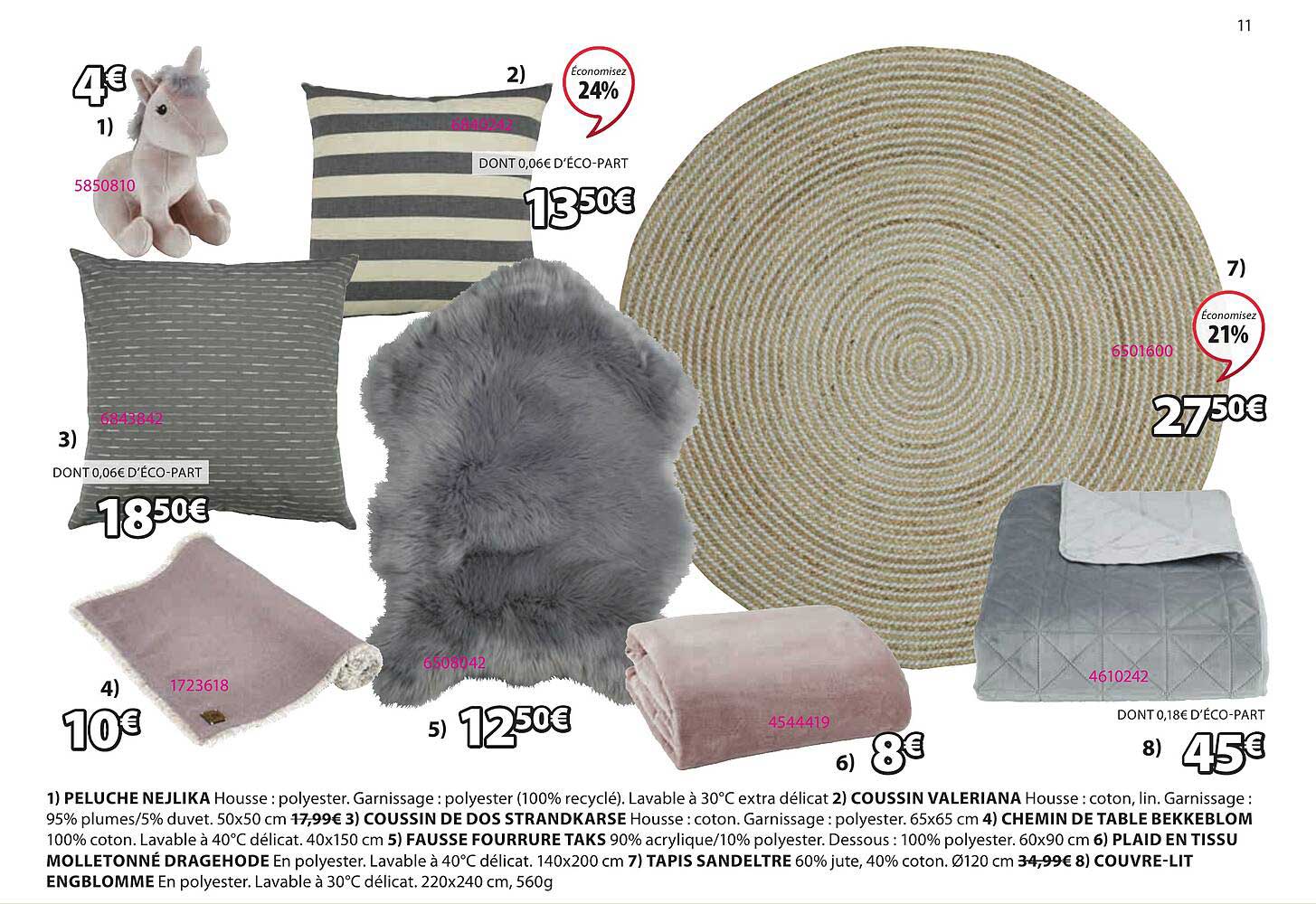 peluche nejlika, coussin valeriana, coussin de dos strandkarse, chemin de table bekkeblom, fausse fourrure taks, plaid en tissu molletonné dragehode, tapis sandeltre, couvre-lit engblomme