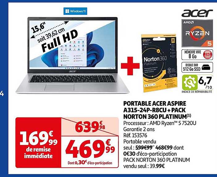 portable acer aspire a315-24p-r8cu + pack norton 360 platinum