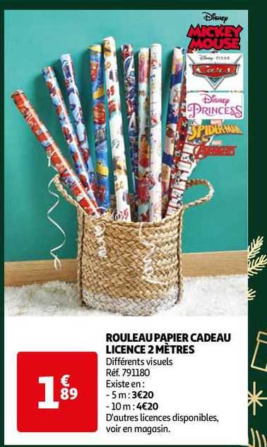 rouleau papier cadeau licence 2 mètres