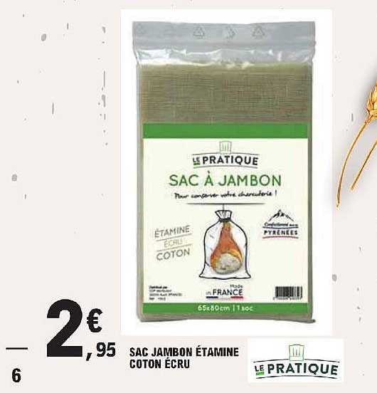 sac jambon étamine coton écru le pratique