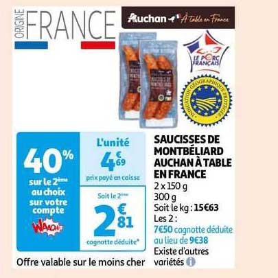 Saucisses De Montbéliard Auchan à Table En France
