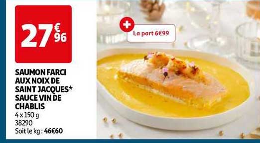 saumon farci aux noix de saint jacques sauce vin de chablis