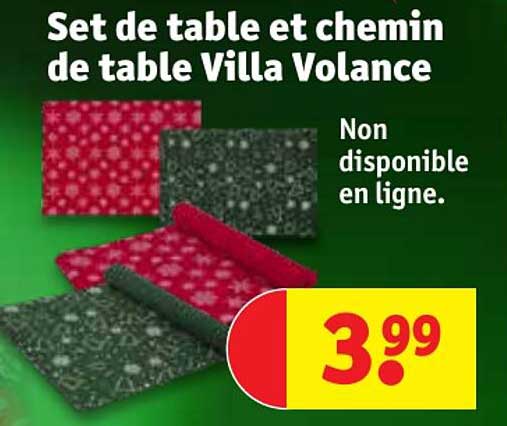 set de table et chemin de table villa volance