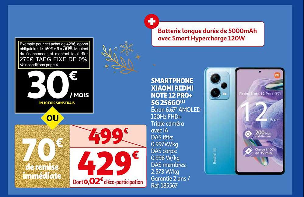 smartphone xiaomi redmi note 12 pro+ 5g 256go