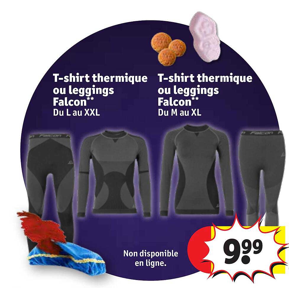 t-shirt thermique ou leggings falcon du l au xxl, t-shirt thermique ou leggings falcon du m au xl