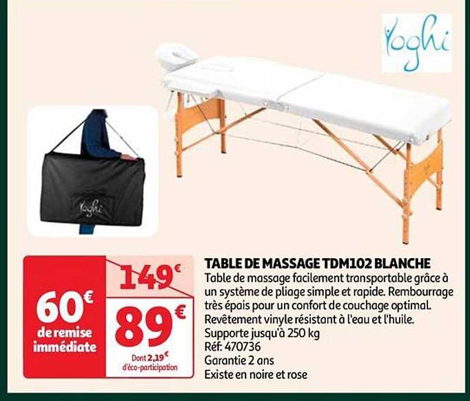 table de massage tdm102 blanche yoghi