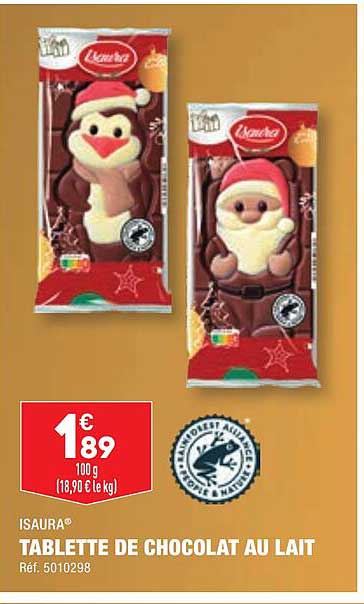 tablette de chocolat au lait isaura