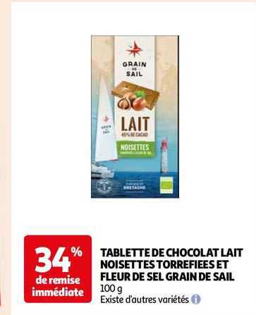 tablette de chocolat lait noisettes torréfiées et fleur de sel grain de sail