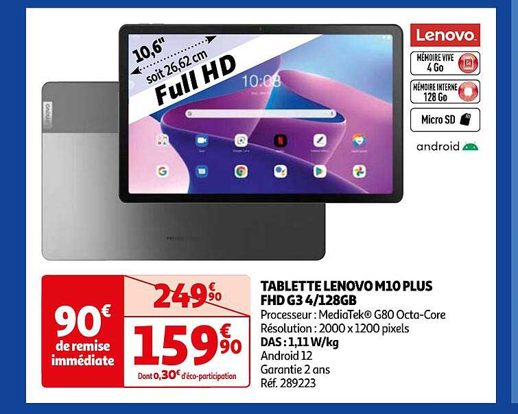 tablette lenovo m10 plus fhd g3 4/128gb 10,6"
