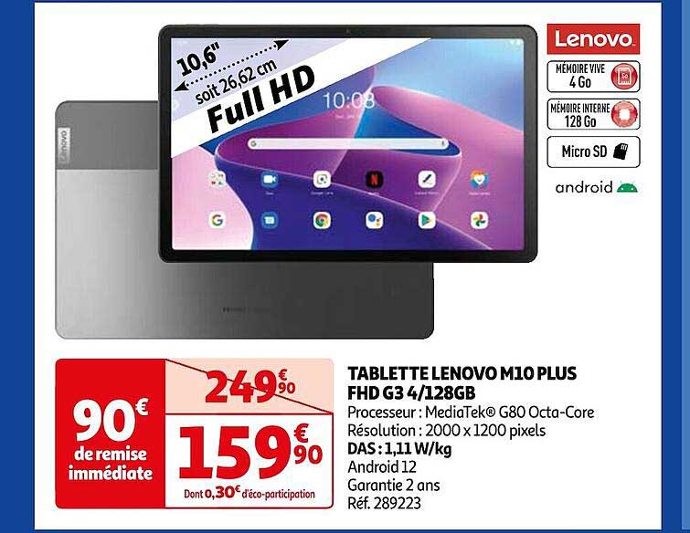 tablette lenovo m10 plus fhd g3 4/128gb