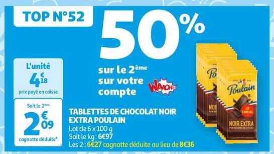 Tablettes De Chocolat Noir Extra Poulain