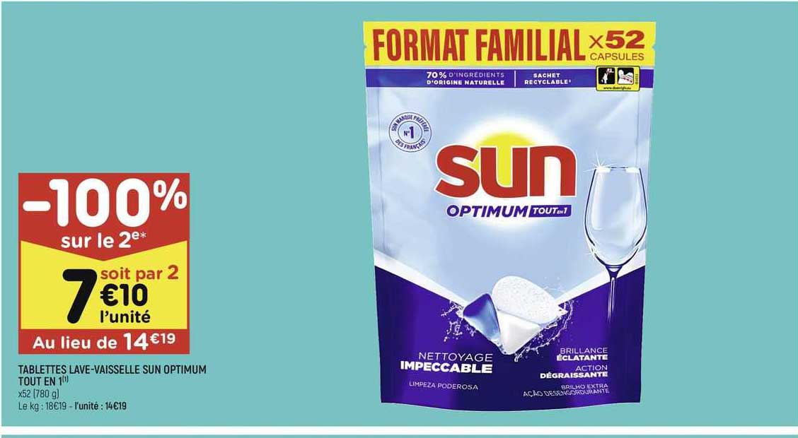 tablettes lave-vaisselle sun optimum tout en 1