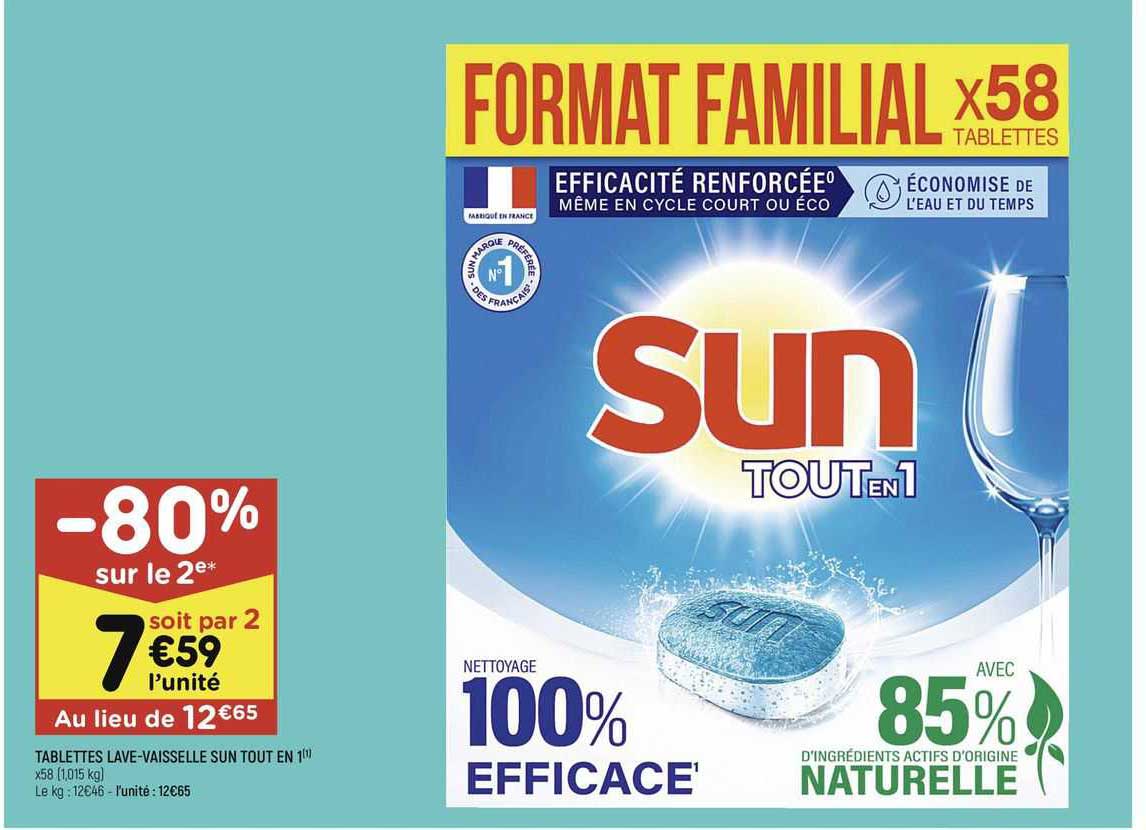 tablettes lave-vaisselle sun tout en un