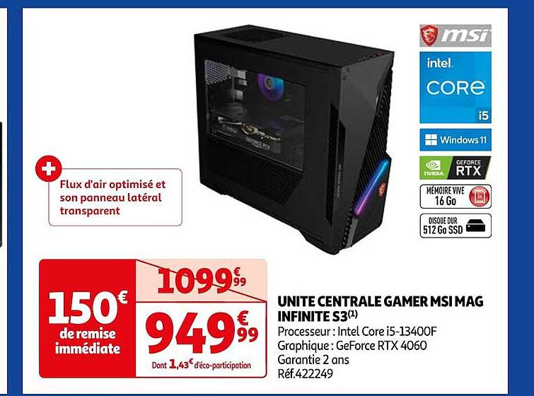 unité centrale gamer msi mag infinité s3