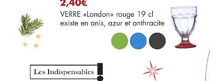 verre «london» rouge 19 cl existe en anis azur et anthracite