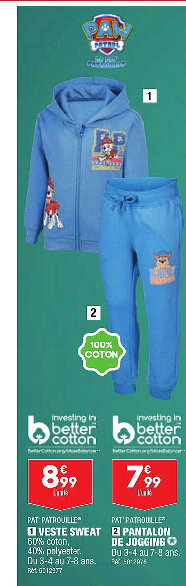 veste sweat, pantalon de jogging pat' patrouille