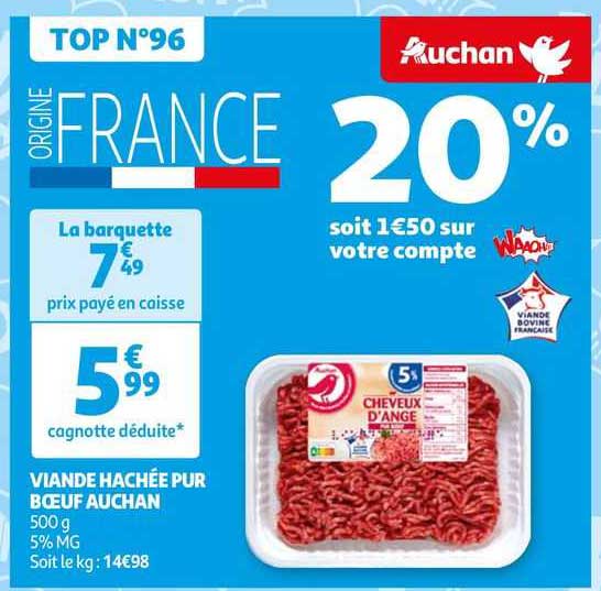 Viande Hachée Pur Bœuf Auchan
