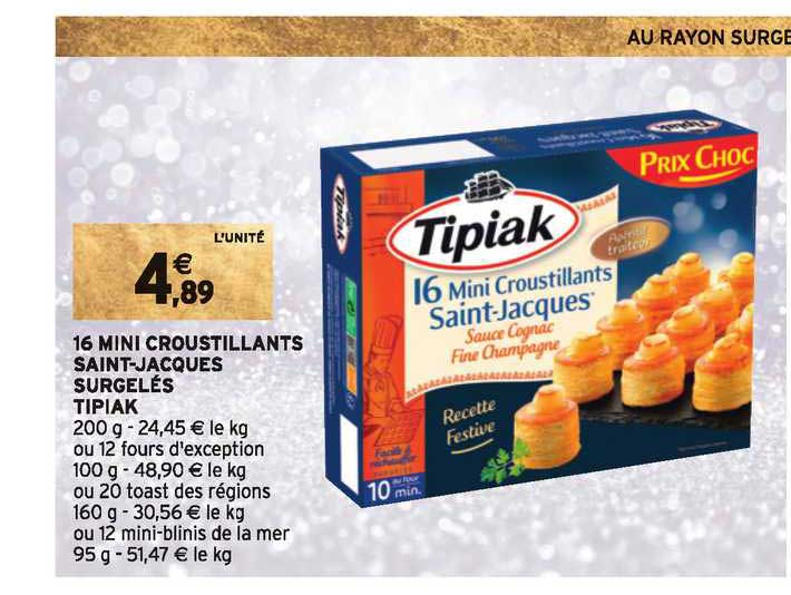 16 mini croustillants saint-jacques surgelés tipiak